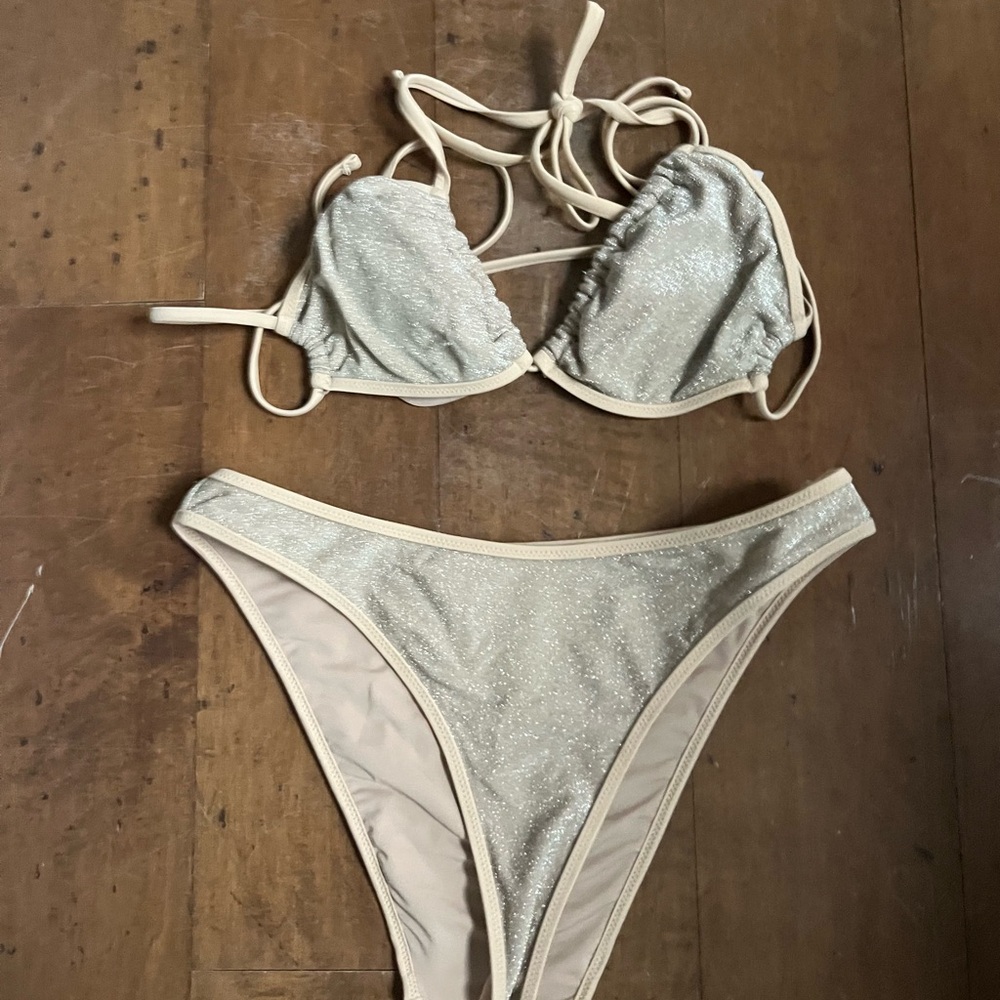 Aerie Glittering Beige Bikini Set